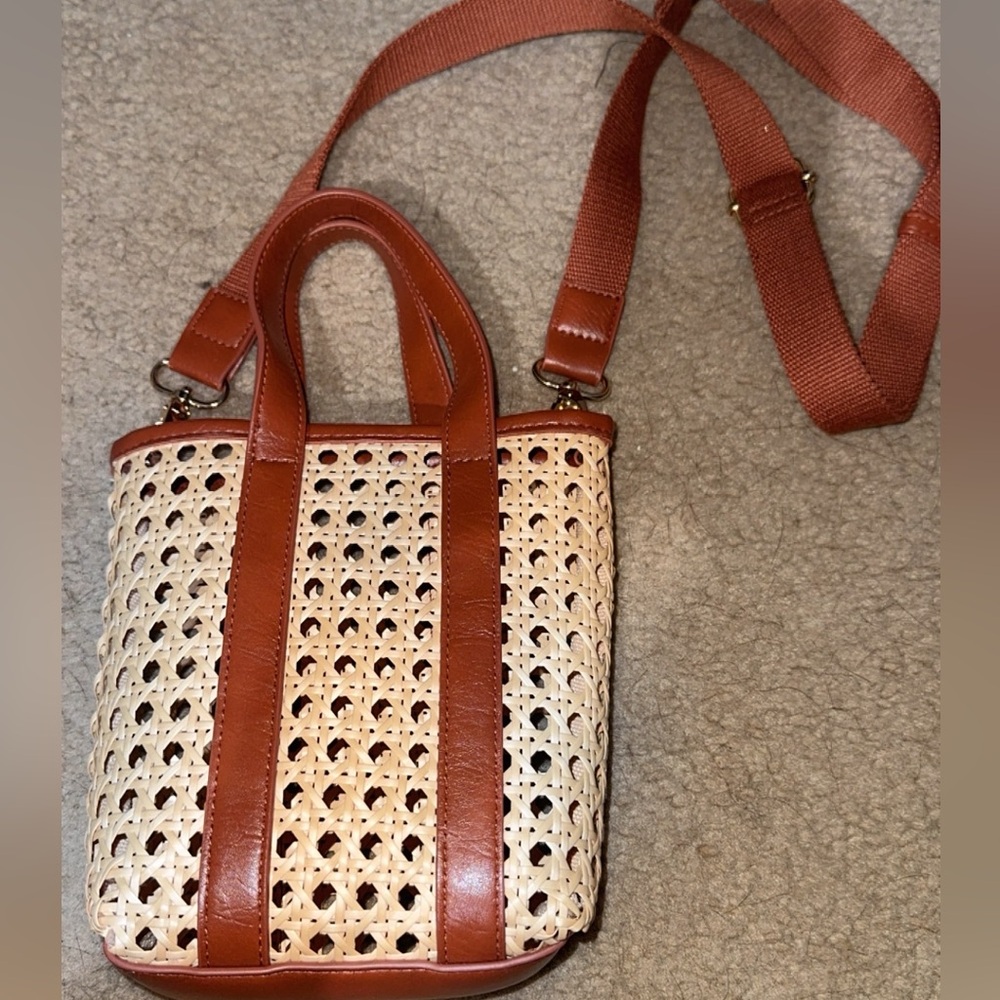 Brown and Cream Woven Tote Bag